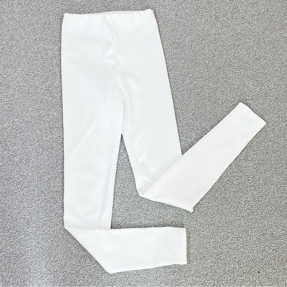 H&M High Waist Ribbed Leggings White XS - Picture 1 of 10